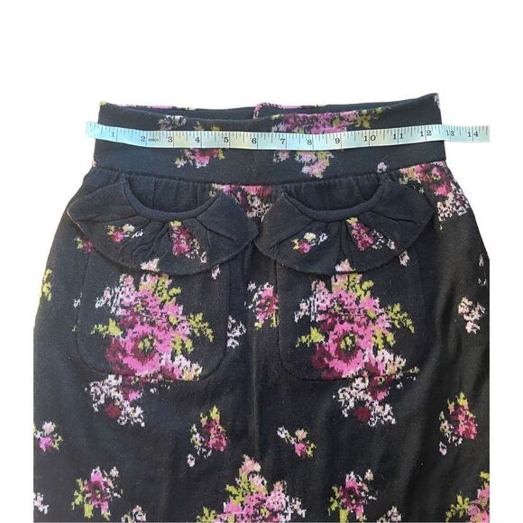 Anthropologie MOTH Agora & Odeon Scalloped Sweater Skirt Black Floral Sz 4 - Picture 5 of 7